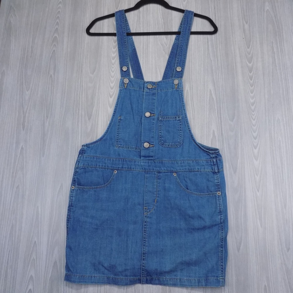 Levi Strauss Overall Dress Womens S Light Blue Denim Mini Casual Summer EUC